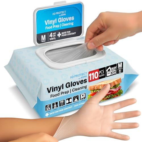 Keppi 110 Pack Vinyl Gloves Clear – Disposable Latex by Keppi