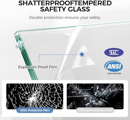 Frameless Stainless Steel Sliding Shower Door, 44-48" W x 76" H - Image 2