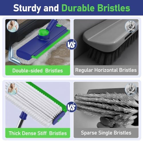 Floor Scrub Brush with Long Handle & Squeegee - Image 4