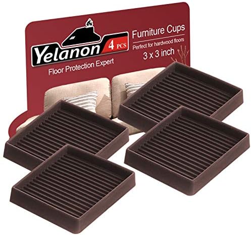 Non Slip Furniture Pads for Hardwood Floors -Yelanon 4Pcs 3” Coasters Cups by Yelanon