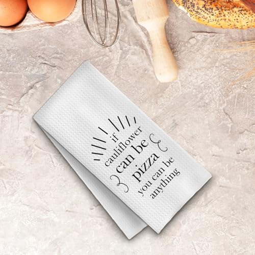 If Cauliflower Can Be Pizza You Can Be Anything Funny Kitchen Towels, - Image 4