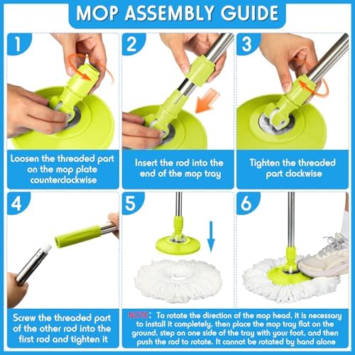 Rtteri Spin Mop Replacement Handle, 360 Rotating Telescopic Pole - Image 3