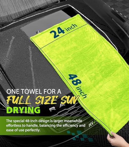 KKV Full-Sized SUV Drying Towel, 48”x24” Dual Sided Microfiber Car Cleaning - Image 2