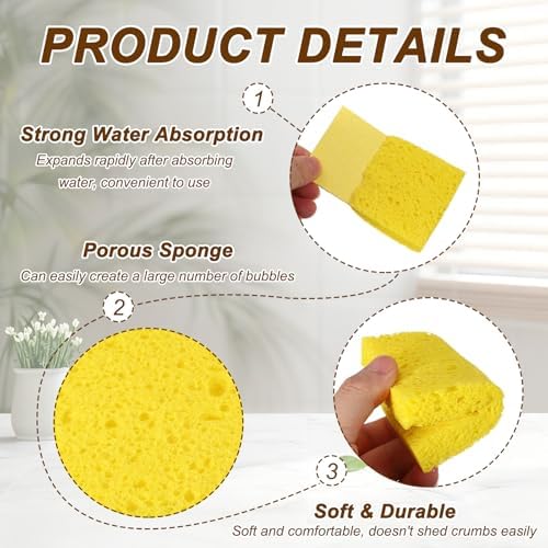 uxcell 6Pcs Cellulose Sponges, Square Kitchen Clean Sponges Non-Scratch - Image 3