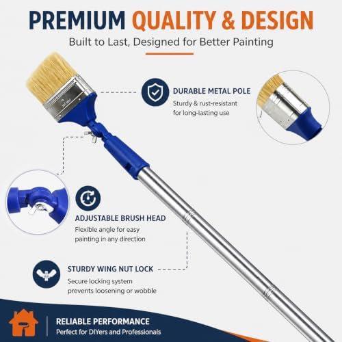4" Paint Brush with Extension Pole, Long Brushes - Image 5