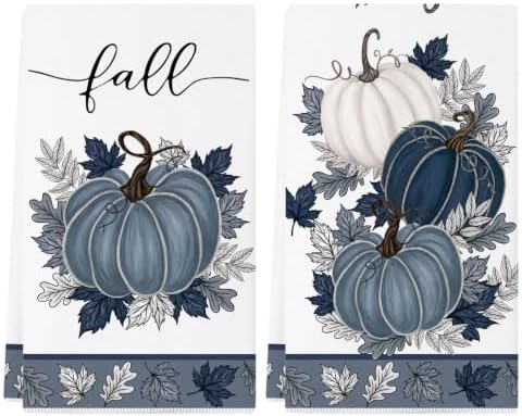 Fall Kitchen Towels 18x26 Inch Set of 2 Autumn Thanksgiving Kitchen Decor by SiiluesOfficial
