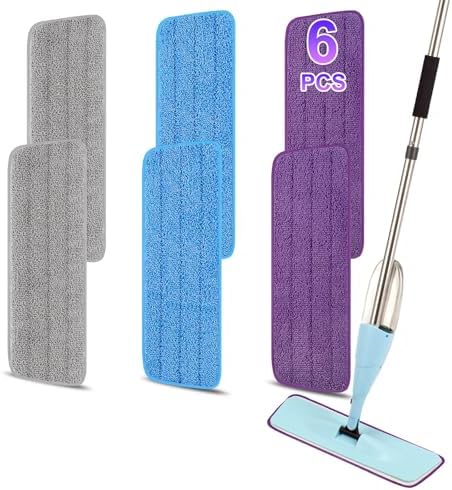 6 Pack 16.5 inch Reusable Mop Pads Microfiber Spray Mop Replacement Heads by Unknown