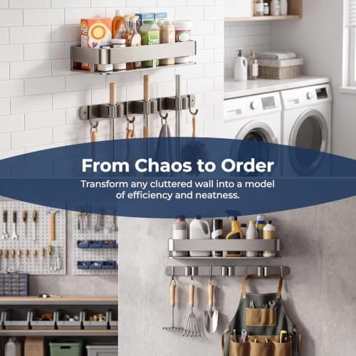 Broom Holder Wall Mount, Heavy Duty Mop Organizer - Image 6