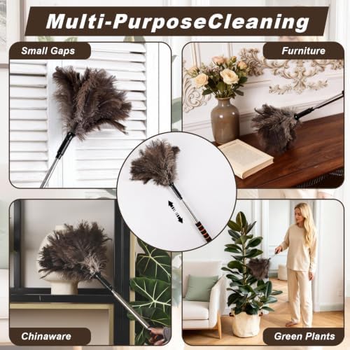 Extendable Ostrich Feather Duster 26-55 Inch, Natural Cleaning Duster - Image 5