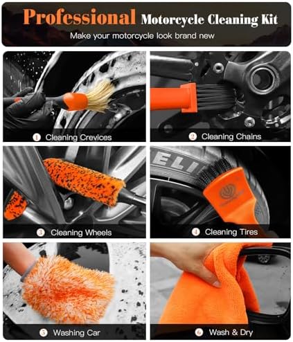 YeewayVeh 7PCS Motorcycle Cleaning Kit, 2-Size Bendable Wheel Brush - Image 2