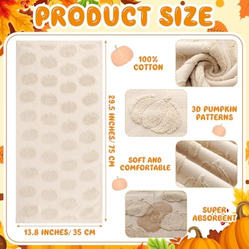Mindsoft 2 Pcs Fall Hand Towels 3D Pumpkin Jacquard - Image 2