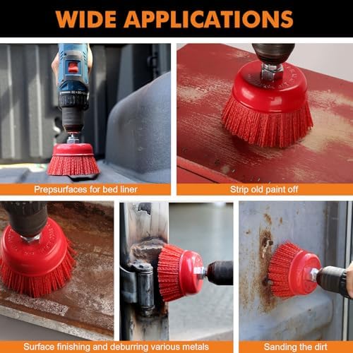 POLIWELL 2 Pack 4 Inch Abrasive Nylon Bristle Cup Brush - Image 5
