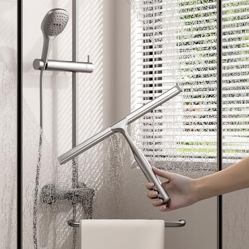 Shower Squeegee for Glass Doors, Stainless Steel Shower Squeegee for Bathroom - Image 2