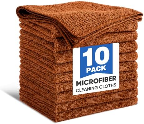 TEAWOO 10 PCS Brown Microfiber Cleaning Cloths by TEAWOO