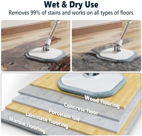 Spin Mop and Bucket Set with Separate Dirty/Clean Water System, Extra 6 Pad - Image 4