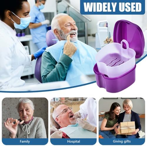 KISEER Purple Denture Bath Case Cup Box Holder Storage Container - Image 5