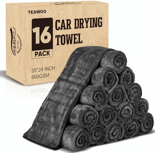 16 Pack Bulk Microfiber Towels for Cars, Microfiber Drying Towel by TEAWOO