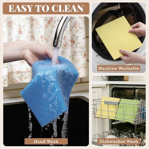 Homaxy Swedish Dishcloths, 8 Pack Pure Color Reusable Paper Towels - Image 6