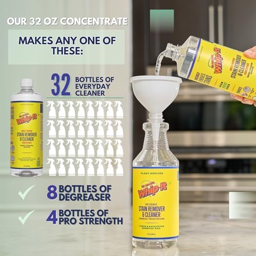 Whip-It Stain Remover and Concentrate Kit, 2-32oz Concentrates & 1-32 OZ Pro - Image 5