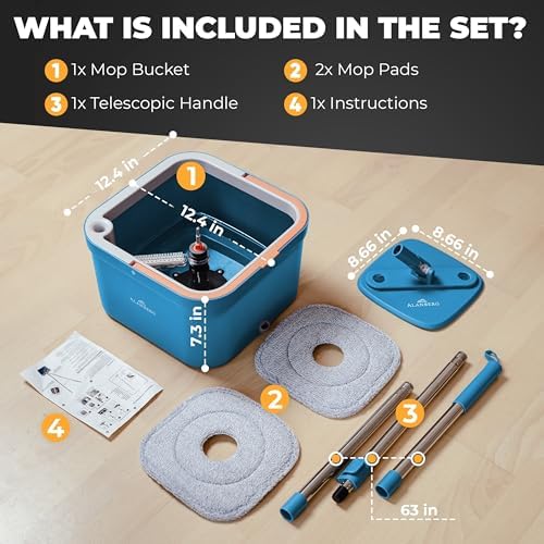 Mop and Bucket Set with Wringer, Dual-Chamber Flat Mop - Image 6