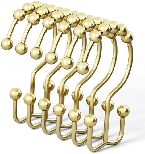 DAWNER Shower Curtain Hooks Rings, Rust Proof Hooks, Metal Easy Glide Double by DAWNER
