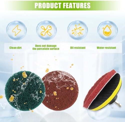 4 Inch Scrub Drill Brush Power Scouring Pads Household Cleaning Set - Image 6