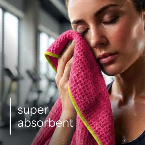 S&T INC. Microfiber Gym Towels, 3 Pack, Honeycomb Brights - Image 2