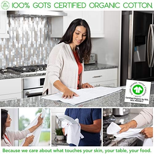 HONEST WEAVE GOTS Certified 100% Organic Flour Sack Cotton Kitchen Hand and - Image 5