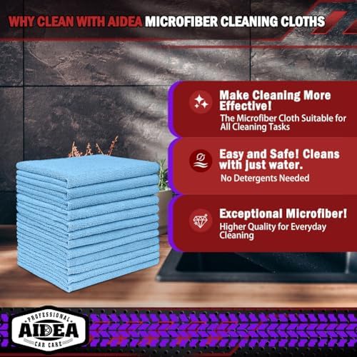 AIDEA Microfiber Cleaning Cloth, Shop Rags 12"×12" - Image 2