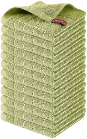 Homaxy 100% Cotton Terry Kitchen Dish Cloths, 12 Pack, Sage Green by Homaxy