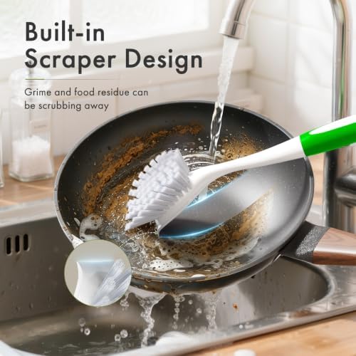 Amazer Dish Brush with Handle, 2 Pack Kitchen Scrub Brushes - Image 4