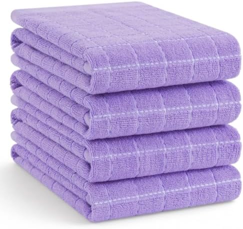 Homaxy 100% Cotton Terry Kitchen Towels, Large 4 Pack by Homaxy