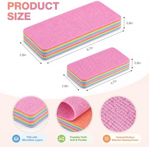 6 Pack Rainbow Spong, 12-Layer Peelable Microfiber Sponge - Image 2