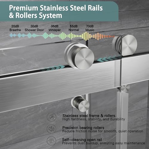 55-60" W x 72"H Frameless Double Sliding Shower Door - Image 4