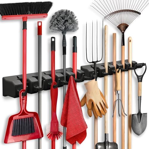 2 Pack Mop and Broom Holder Wall Mount by HOMEIT