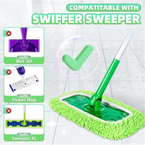 8 Pack Green Reusable Chenille Mop Pads Fit - Image 2