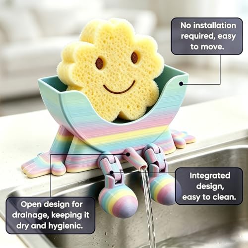 Creative Drainage Sponge Holder: Traceless Glue, 3D Printed Funny Kitchen Sink - Image 2