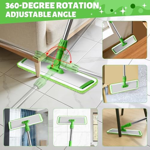 17.7" Microfiber Mop for Floor Cleaning, 360° Rotating Flat Mop - Image 5