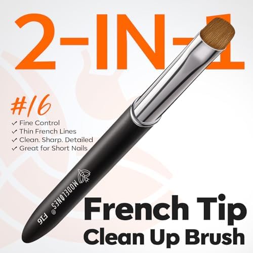 Modelones French Tip Tool Nail Art Brushes Kolinsky Hair Clean Up Size 16 - Image 2