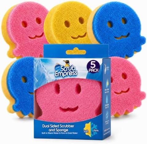 Pinguino Scrub Empress 1 Pack-5PC Kitchen Sponge Non-Scratch Dish Scrubber by PinguinoPurifiedWater