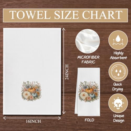 Floral Pumpkin Kitchen Towel Fall Decor - Image 6