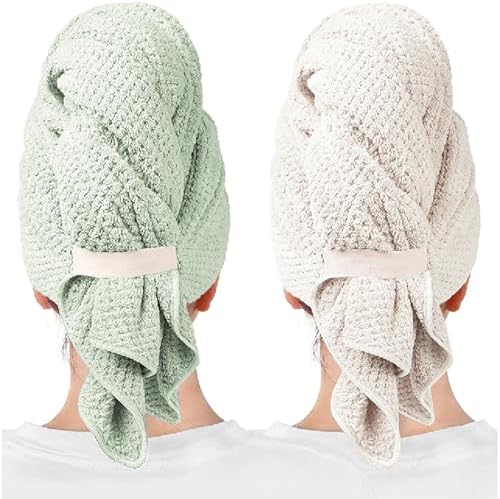 ROLSHOL 2-Pack Large Microfiber Hair Towel Wraps by ROLSHOL