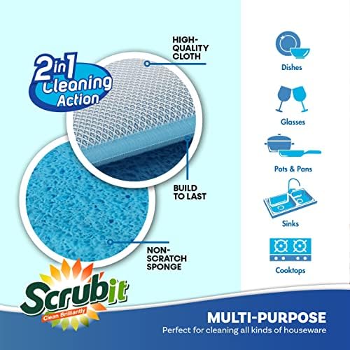 SCRUBIT - Scrub and Wipe Cleaning Pads – Dual Sided Scouring Pad and Dish - Image 2