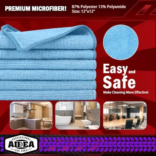 AIDEA Microfiber Cleaning Cloth, Shop Rags 12"×12" - Image 6