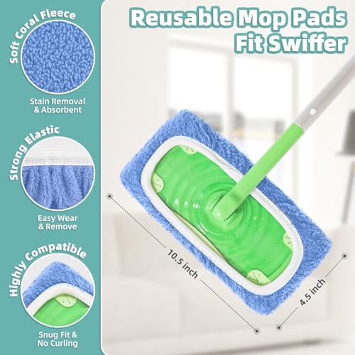 Reusable Mop Pads Fit Swiffer Sweeper Mop, Microfiber Dry Sweeping Cloths - Image 3