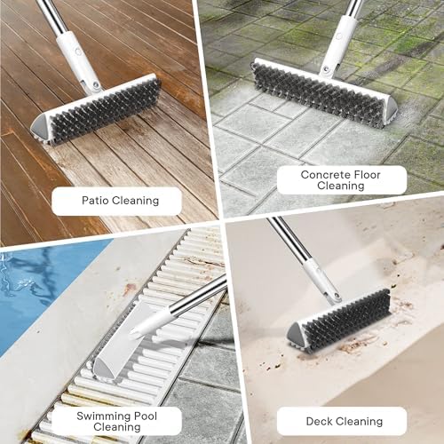 Grout Brush with Long Heavy Duty Handle, 180° Swivel Floor Scrub Brush - Image 6