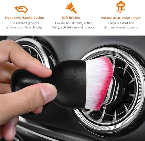 Car Detailing Brush, Scratch Free Soft Bristles Dust Brush Auto Interior - Image 3