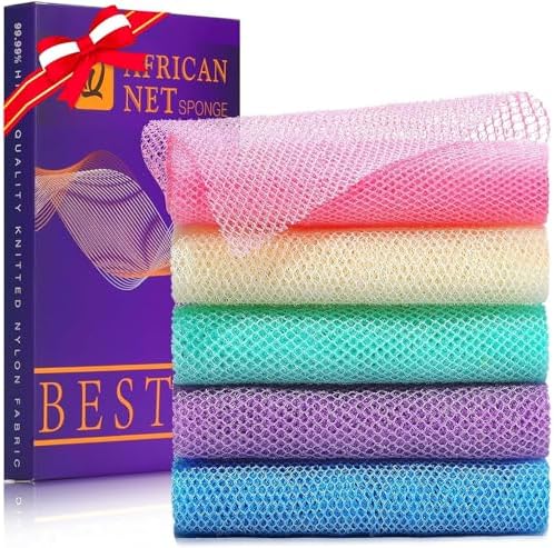 UJFQBH 5 Pieces African Bath Sponge African Net Long Net Bath Sponge by BuyNow