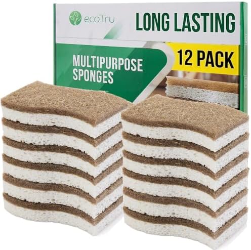 12 Pack Natural Kitchen Sponges by ecoTru