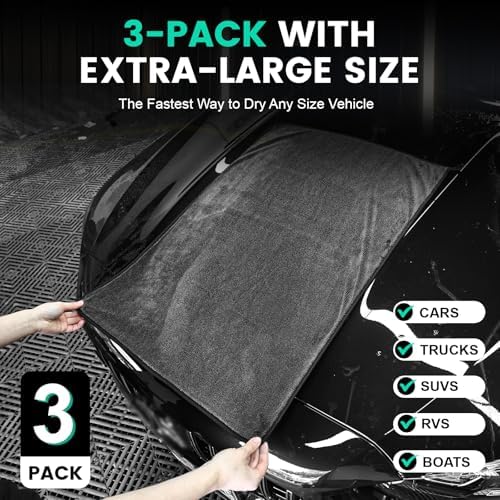 3 Pack Bulk Microfiber Towels for Cars, Microfiber Drying Towel - Image 3